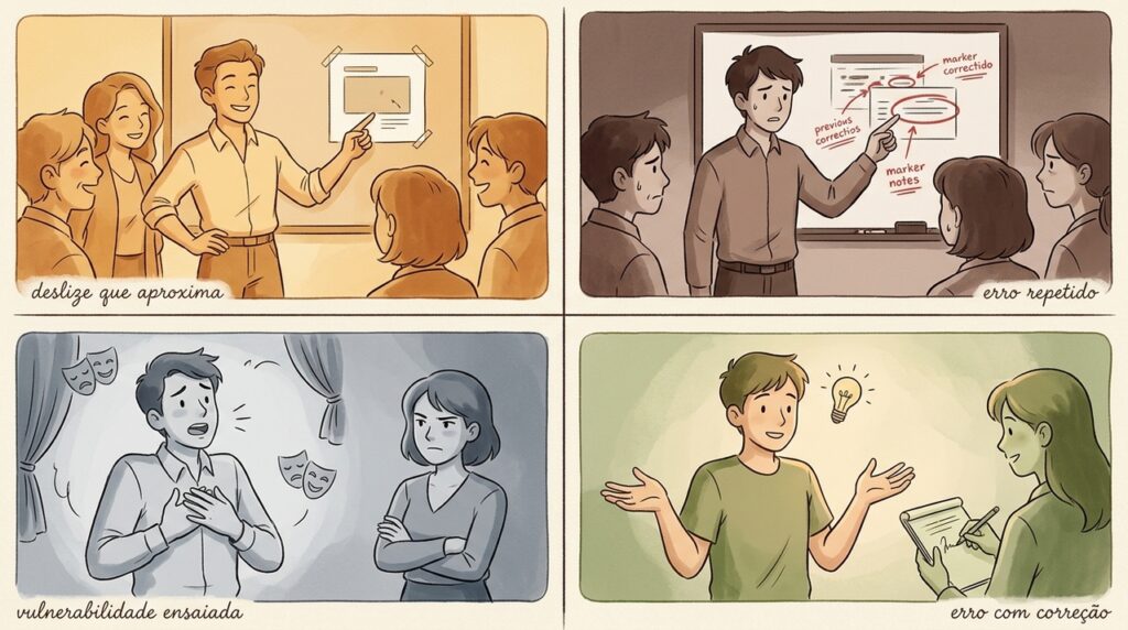 O efeito Pratfall explica por que pessoas podem confiar mais em quem admite pequenos erros do que em quem parece perfeito o tempo todo