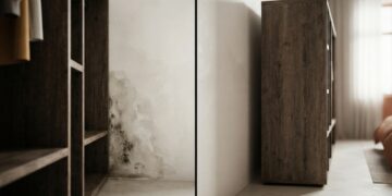 O mofo escondido atrás do guarda-roupa pode nascer da condensação, mesmo quando não existe infiltração na parede