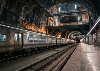 Um terminal ferroviário subterrâneo foi construído dezenas de metros abaixo da cidade para ampliar a capacidade do transporte sem ocupar novos quarteirões