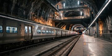 Um terminal ferroviário subterrâneo foi construído dezenas de metros abaixo da cidade para ampliar a capacidade do transporte sem ocupar novos quarteirões
