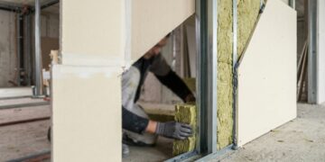 Por fora parece uma parede comum de drywall, mas placas, perfis metálicos e lã mineral escondida por dentro ajudam a reduzir o barulho que passa entre 2 quartos