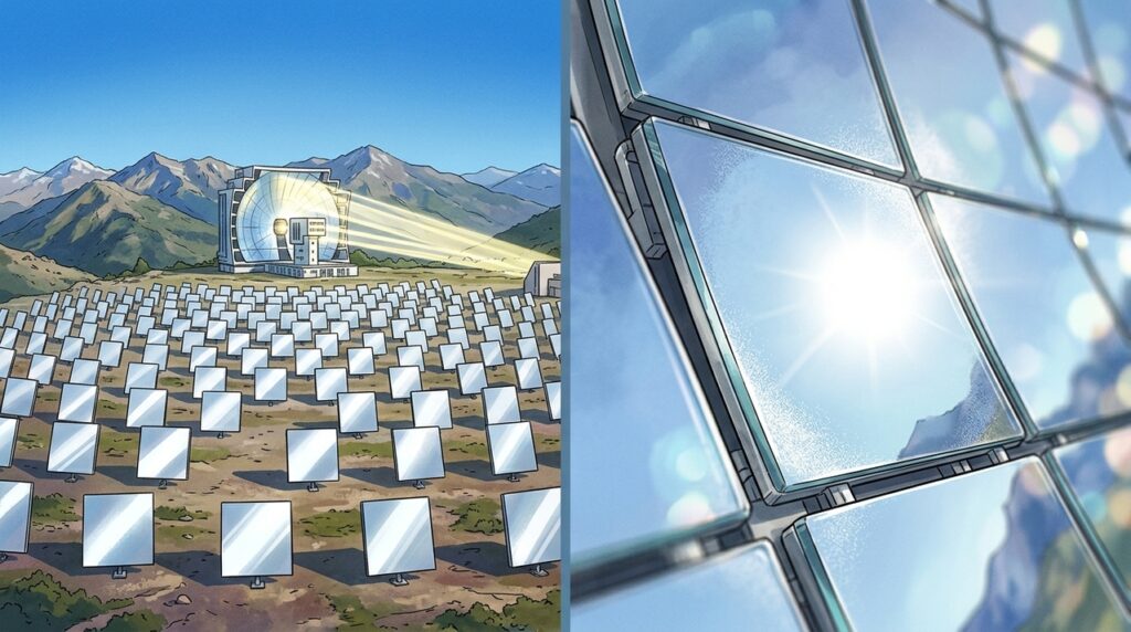 Construído nos Pirenéus franceses, o Forno Solar de Odeillo usa milhares de espelhos para concentrar luz e atingir mais de 3.000 °C