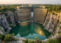 Construído dentro de uma pedreira de 88 metros, o InterContinental Shanghai Wonderland desce 16 pavimentos abaixo do solo
