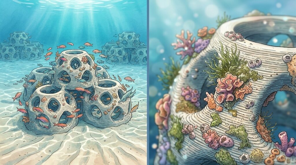 Estruturas impressas em 3D começam a formar recifes artificiais que podem ajudar a acelerar a recuperação da vida marinha