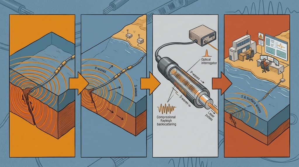 Cabos de fibra óptica no fundo do mar podem detectar terremotos antes que as ondas sísmicas alcancem estações na costa