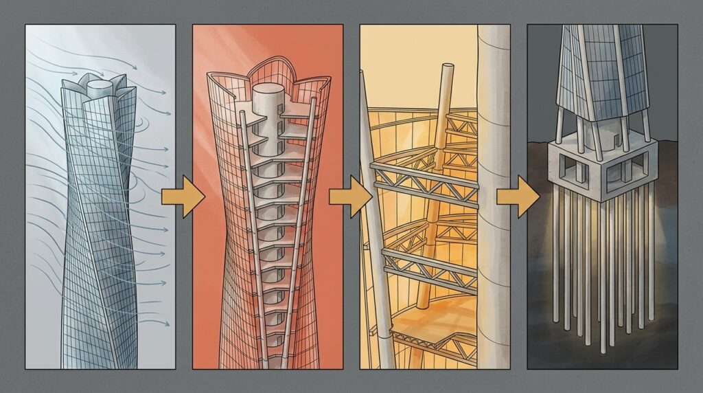 Uma torre de 462 metros gira sobre São Petersburgo e usa sua forma torcida para reduzir a força do vento