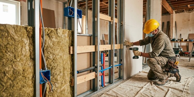 Montagem e organização interna de uma parede de drywall