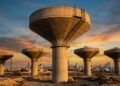 Dezenas de torres de água do Kuwait armazenam mais de 100 milhões de litros e distribuem o volume pela força da gravidade