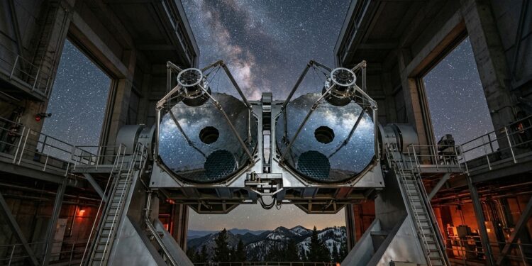 2 espelhos de 8,4 metros trabalham lado a lado no Arizona e transformam um telescópio em um gigantesco par de olhos