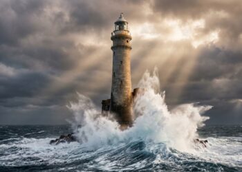 Construído sobre uma pequena rocha no Atlântico, o Fastnet Lighthouse enfrenta tempestades há mais de 120 anos