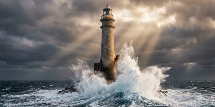 Construído sobre uma pequena rocha no Atlântico, o Fastnet Lighthouse enfrenta tempestades há mais de 120 anos