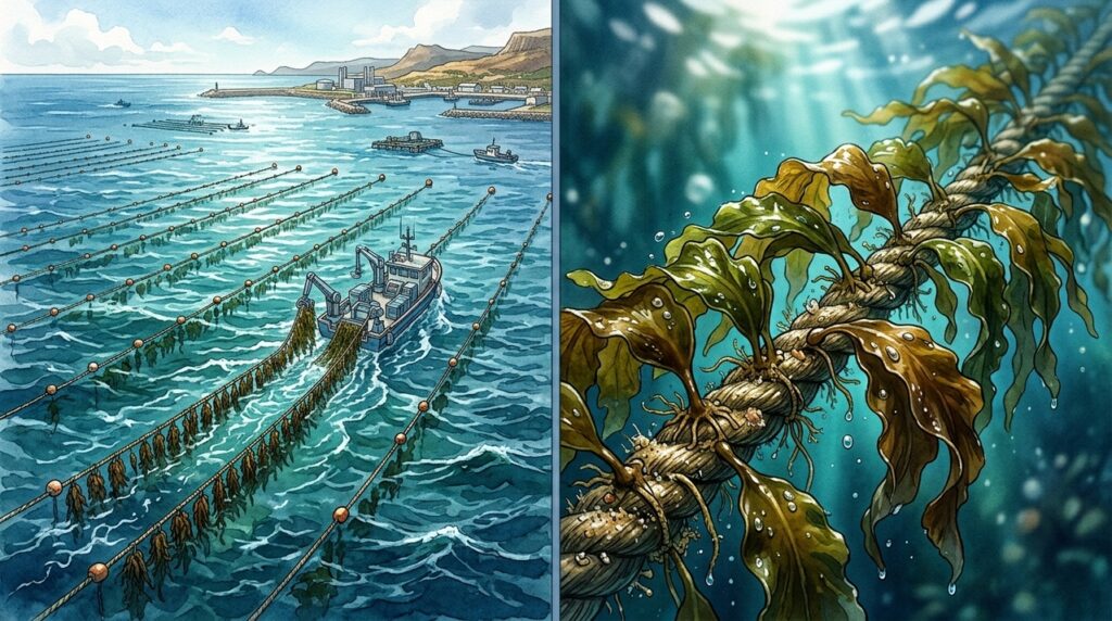 Fazendas de algas cultivadas no oceano começam a fornecer matéria-prima para combustíveis, alimentos e novos materiais sustentáveis