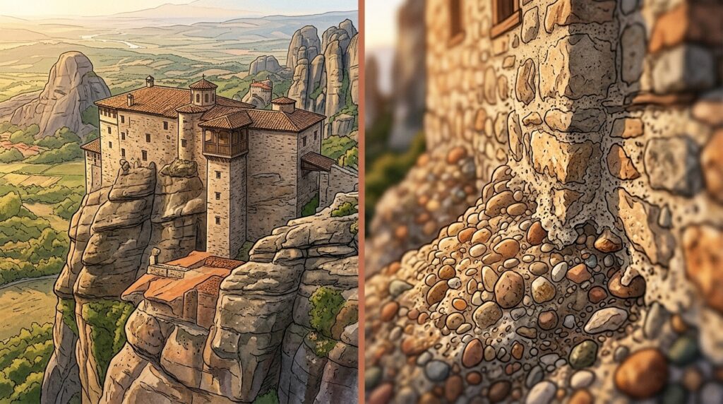Construídos sobre pilares rochosos com mais de 400 metros, os Mosteiros de Meteora parecem desafiar a gravidade e continuam habitados