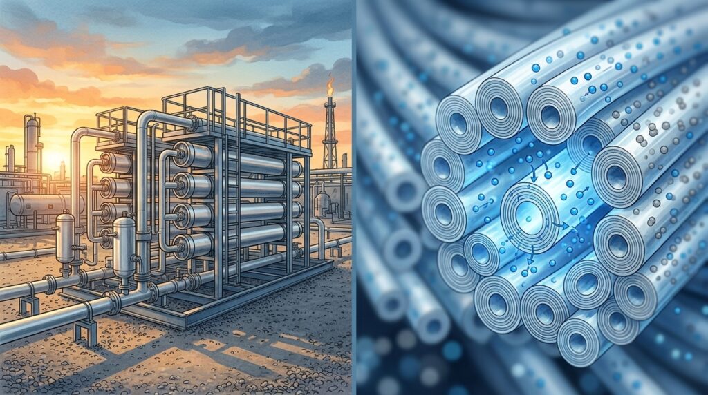 Membranas especiais retiram vapor de água do gás natural e reduzem o uso de equipamentos químicos no processamento