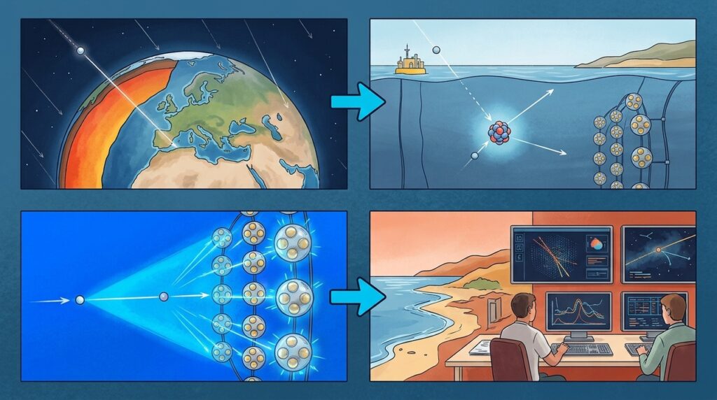 Um observatório no fundo do Mediterrâneo usa milhares de sensores para estudar neutrinos que atravessam o planeta