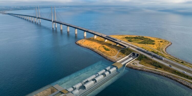 Integração entre ponte, ilha artificial e túnel na ligação de Øresund