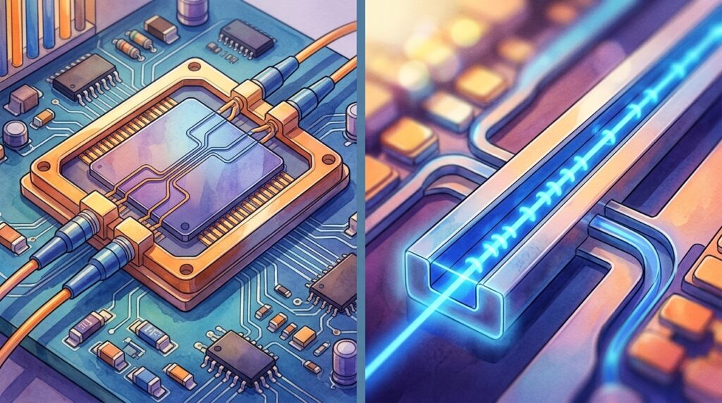 Chips de computação fotônica que utilizam luz em vez de eletricidade prometem acelerar o processamento de dados consumindo menos energia