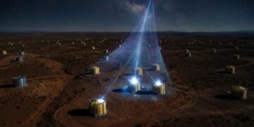Um observatório instalado em uma planície árida usa mais de 1.600 detectores para investigar as partículas mais energéticas do universo