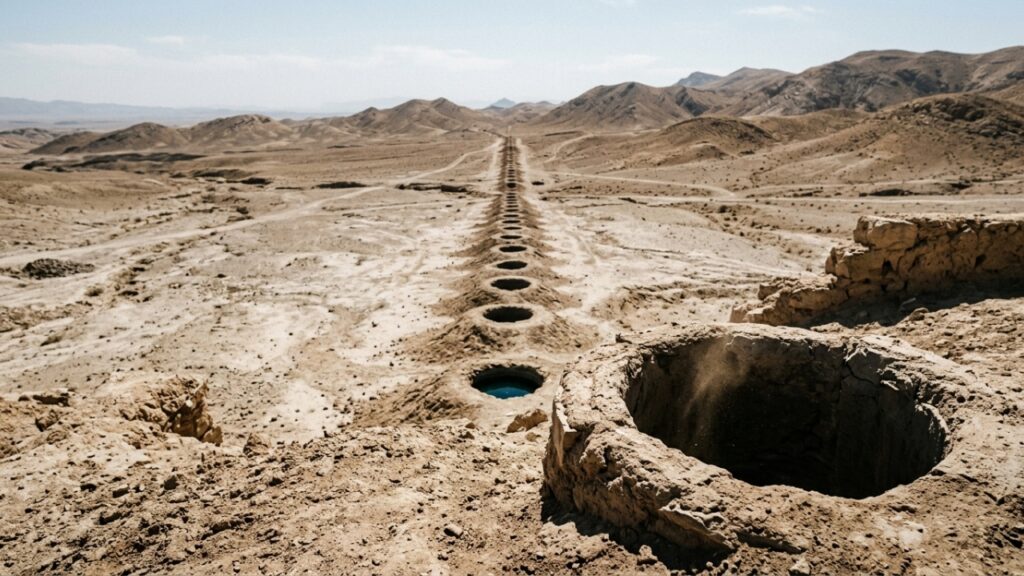 Como um qanat de 33 km leva água pelo deserto apenas por gravidade