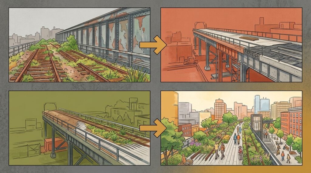 Um gigantesco jardim suspenso reutiliza antigas linhas ferroviárias e transforma uma estrutura abandonada em parque urbano