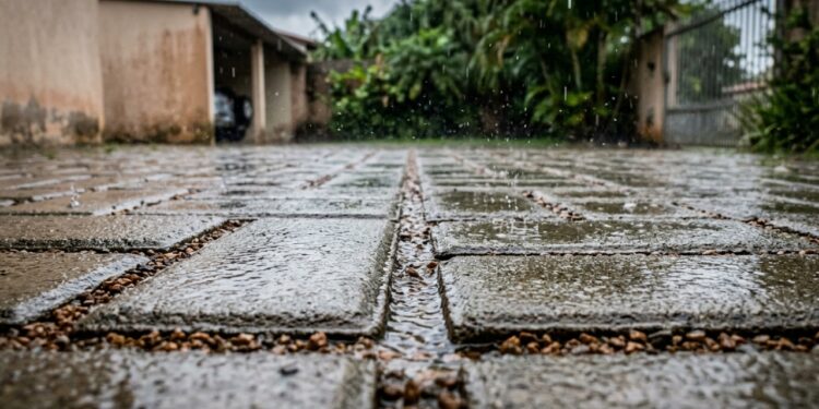 Piso permeável formado por camadas que recebem, armazenam e encaminham a chuva