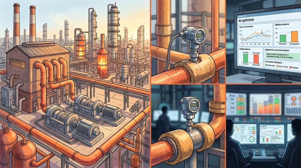 Inteligência artificial começa a controlar o consumo de vapor dentro das refinarias para reduzir desperdícios sem alterar a produção
