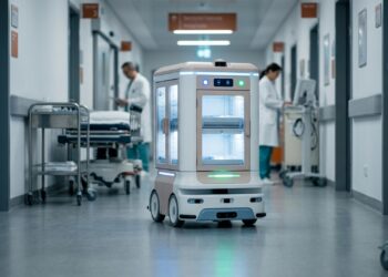 Hospitais já usam robôs autônomos para transportar medicamentos, amostras e materiais e reduzir deslocamentos das equipes