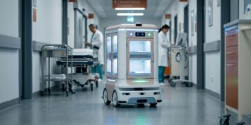 Hospitais já usam robôs autônomos para transportar medicamentos, amostras e materiais e reduzir deslocamentos das equipes