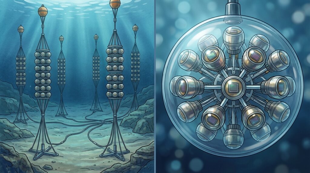 Um observatório no fundo do Mediterrâneo usa milhares de sensores para estudar neutrinos que atravessam o planeta