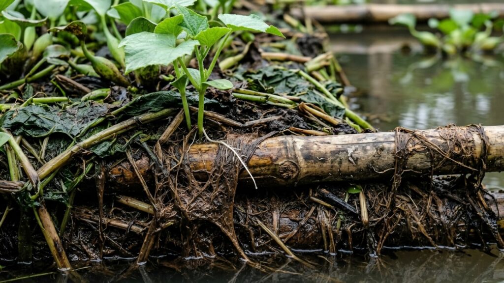 Como agricultores cultivam alimentos sobre áreas alagadas