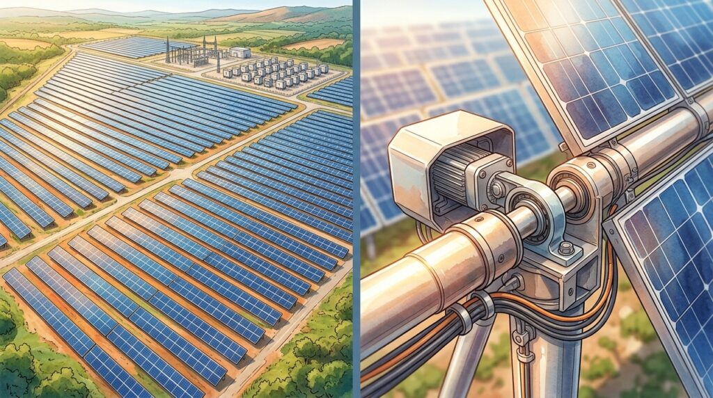 Fazendas solares fazem milhares de painéis girarem lentamente para acompanhar o Sol e produzir mais energia