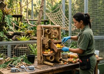 Criador de brinquedos para animais monta quebra-cabeças, cheiros e desafios para impedir que a rotina do zoológico fique entediante