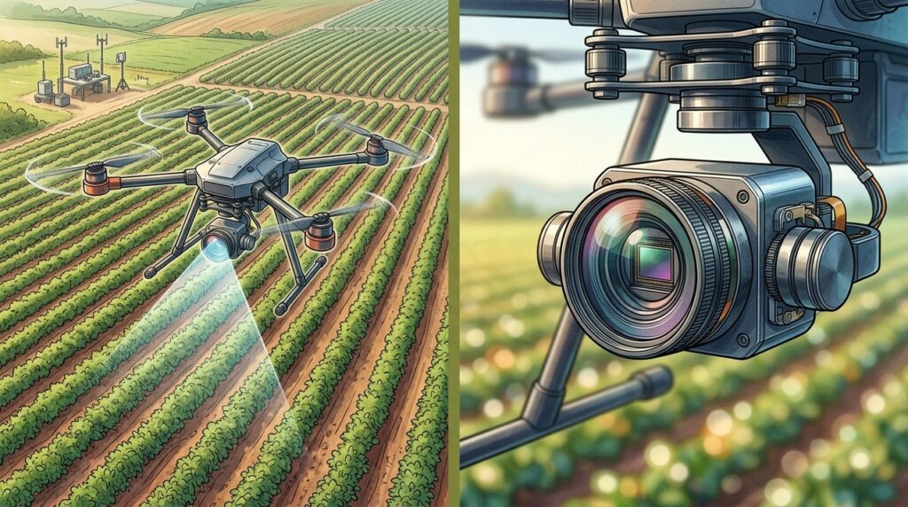 Fazendas utilizam câmeras térmicas instaladas em drones para descobrir plantas doentes antes que os primeiros sinais apareçam