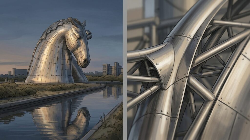 Como as Kelpies de 30 metros foram erguidas em 90 dias