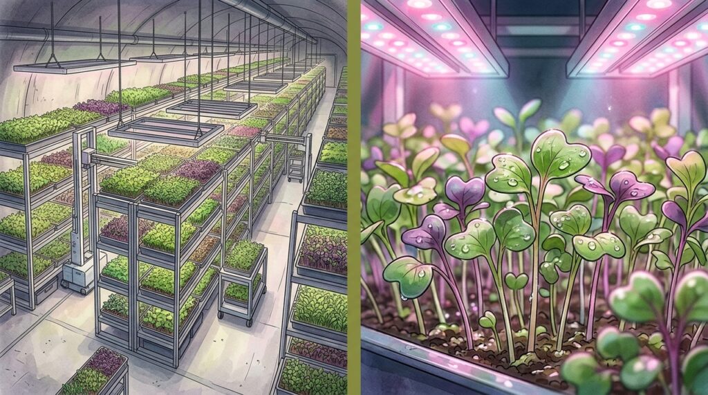 Fazendas subterrâneas transformam antigos túneis em áreas de cultivo com luz artificial e ambiente controlado