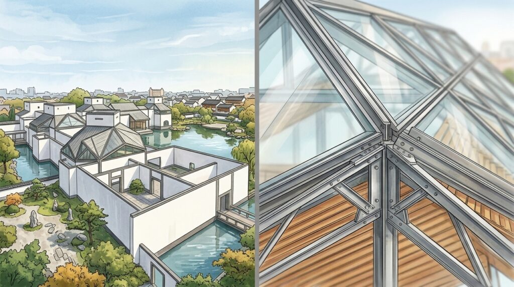 Museu de Suzhou mostra como I. M. Pei uniu jardins antigos, espelhos d’água e construção contemporânea