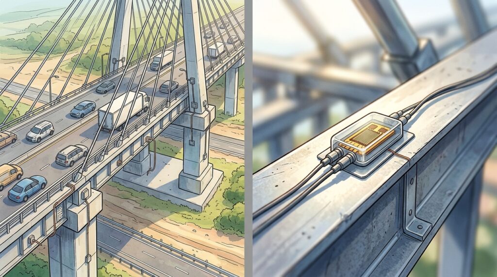 Uma ponte inteligente consegue avisar engenheiros quando pequenas deformações aparecem antes de qualquer sinal de dano visível