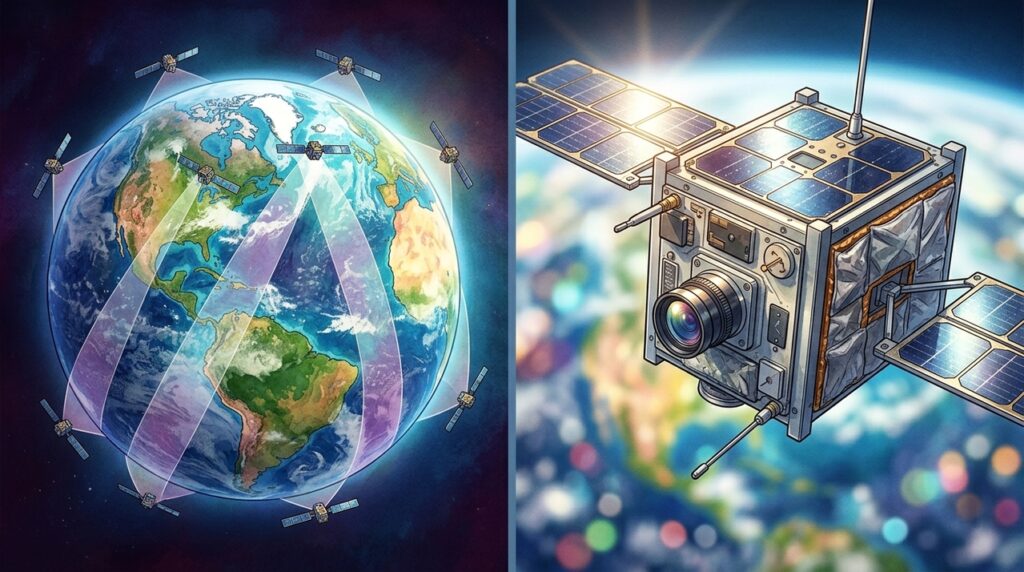 Centenas de pequenos satélites trabalham em conjunto para fotografar a Terra quase todos os dias