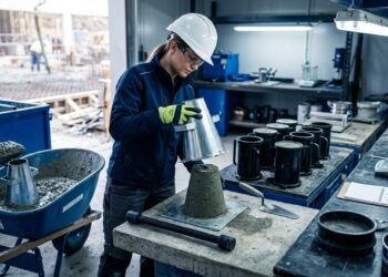 Laboratorista de concreto testa amostras antes que falhas invisíveis comprometam uma estrutura