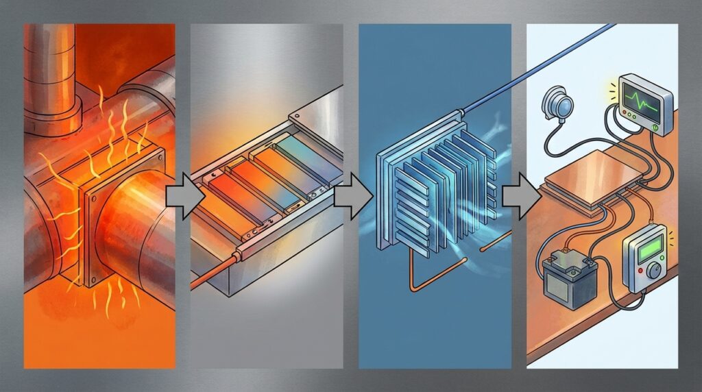 Uma tecnologia transforma o calor desperdiçado por fábricas em eletricidade sem turbinas ou partes móveis no módulo