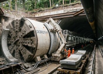 Tuneladora Dorothy e a escavação sob uma floresta inglesa