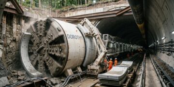 Tuneladora Dorothy e a escavação sob uma floresta inglesa