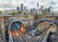 Auckland construiu 2 túneis ferroviários até 42 metros abaixo do centro da cidade
