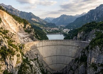 Com 262 metros de altura, a Barragem de Vajont permaneceu praticamente intacta depois de uma das maiores tragédias da engenharia moderna