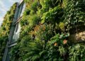 Uma parede coberta por plantas pode reduzir o calor da fachada, reter chuva e diminuir parte da energia usada na climatização
