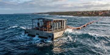 Um sistema de dessalinização por ondas transforma a força do mar em água potável sem depender da rede elétrica ou de grandes usinas