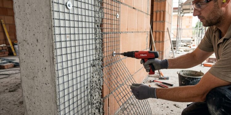 Reforço do revestimento na interface entre concreto e alvenaria