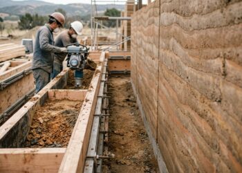A parede de taipa de pilão volta à construção com terra compactada e técnicas modernas